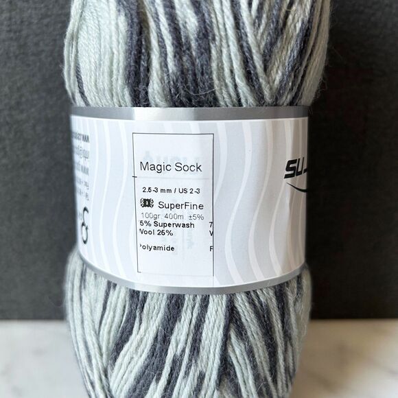 Ice Yarns Magic Sock Wool Blend Variegated Yarn - 1 Skein Colors Grey Shadow - Picture 4 of 4